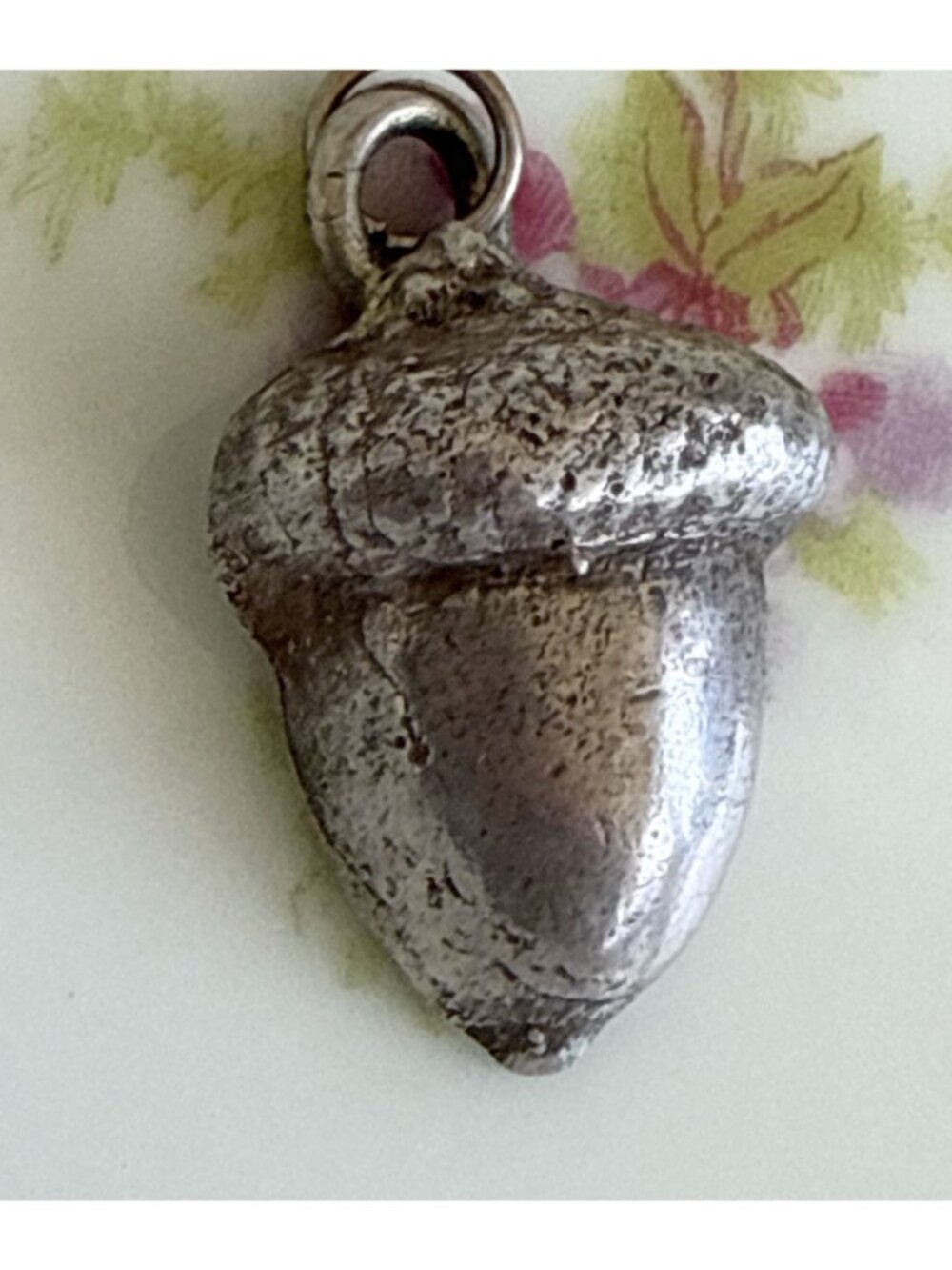 Antique 20's Cast Solid Sterling Silver Acorn Pendant Charm - Picture 8 of 8